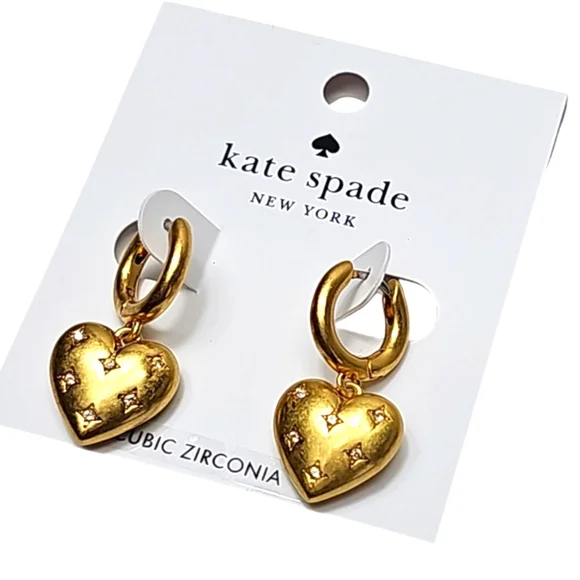 Kate Spade My Precious Gold Heart Huggies Earrings - Picture 8 of 11